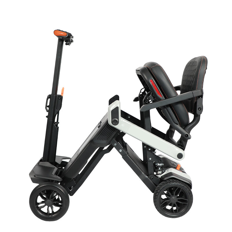 Porto Mobility Toran HD scooter partly folded, side view mid fold