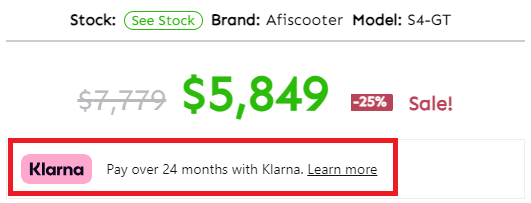 Klarna monthly payments badge
