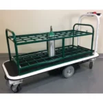 Pony Express cylinder cart loaded with M, C, D, E medical gas tanks ready for hospital transport