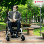 Bangeran Thunderbolt Auto Recline Folding Power Wheelchair in everyday use